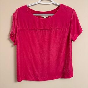 J. Crew Hot Pink Velvet T-Shirt Blouse - Women’s 4